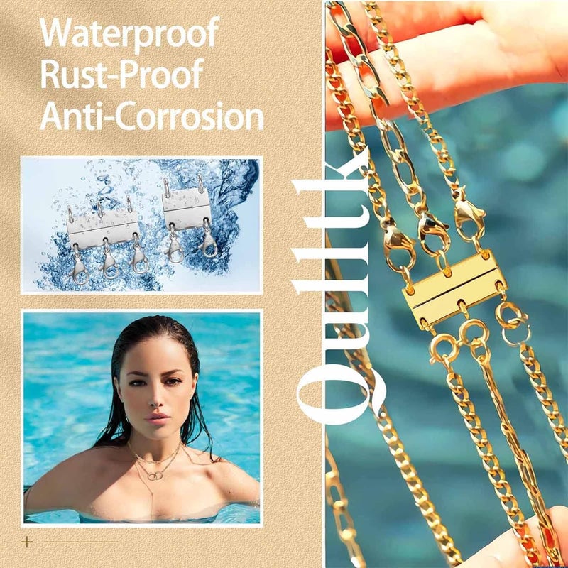 Qulltk Necklace Layering Clasp Magnetic Clasps for Jewelry, Silver Separator for Stackable Necklaces and Chains - Image 4